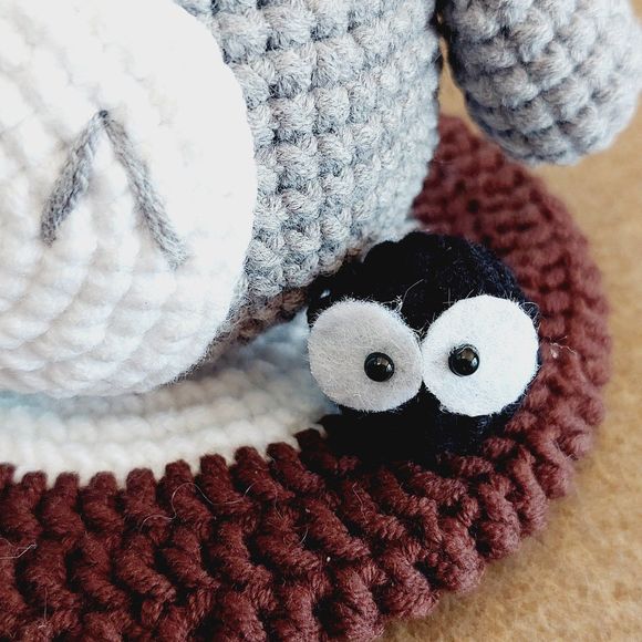 Handmade Totoro Crochet Plush Stuffed Animal Statue Display - Picture 9 of 9